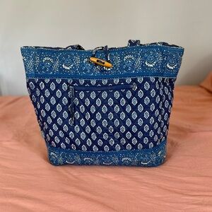 Quilted Blue Patterned Tote Bag - Brand: